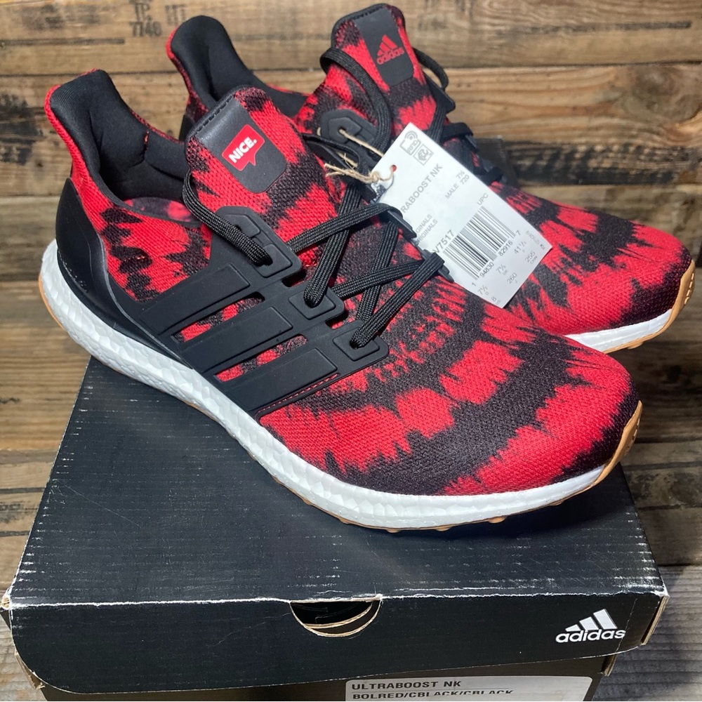 Adidas x Nice Kicks Men’s Ultraboost DNA Running Shoes Black Red Gum sz 8